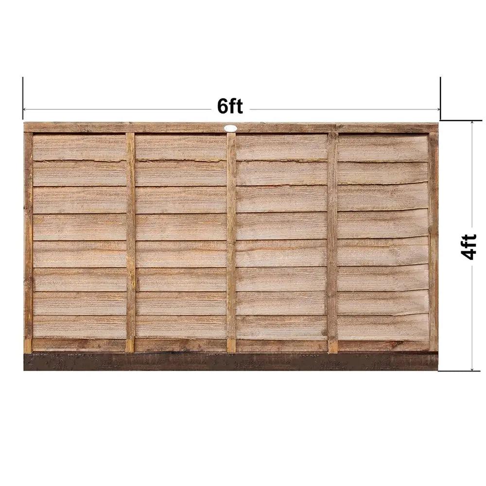 6' x 4' Wooden Brown Lap Fence Panel Treated - Builders Emporium