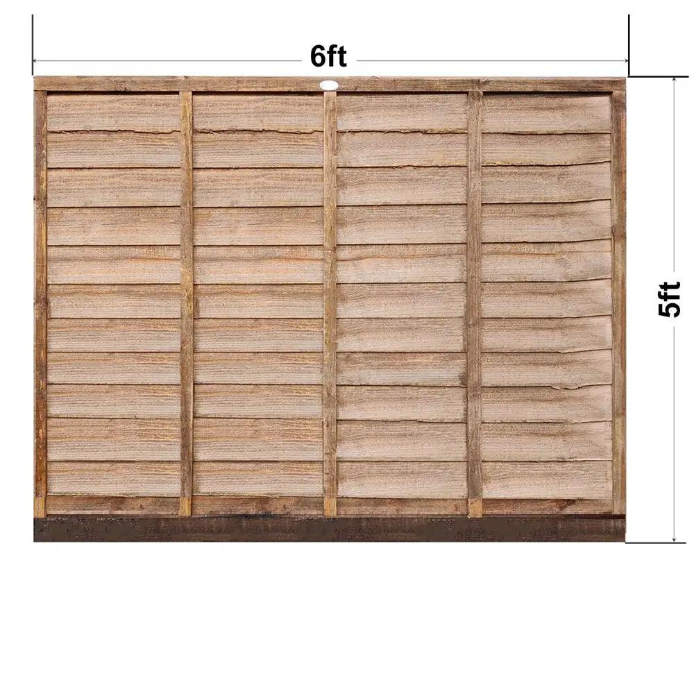 6' x 5' Wooden Brown Lap Fence Panel Treated - Builders Emporium