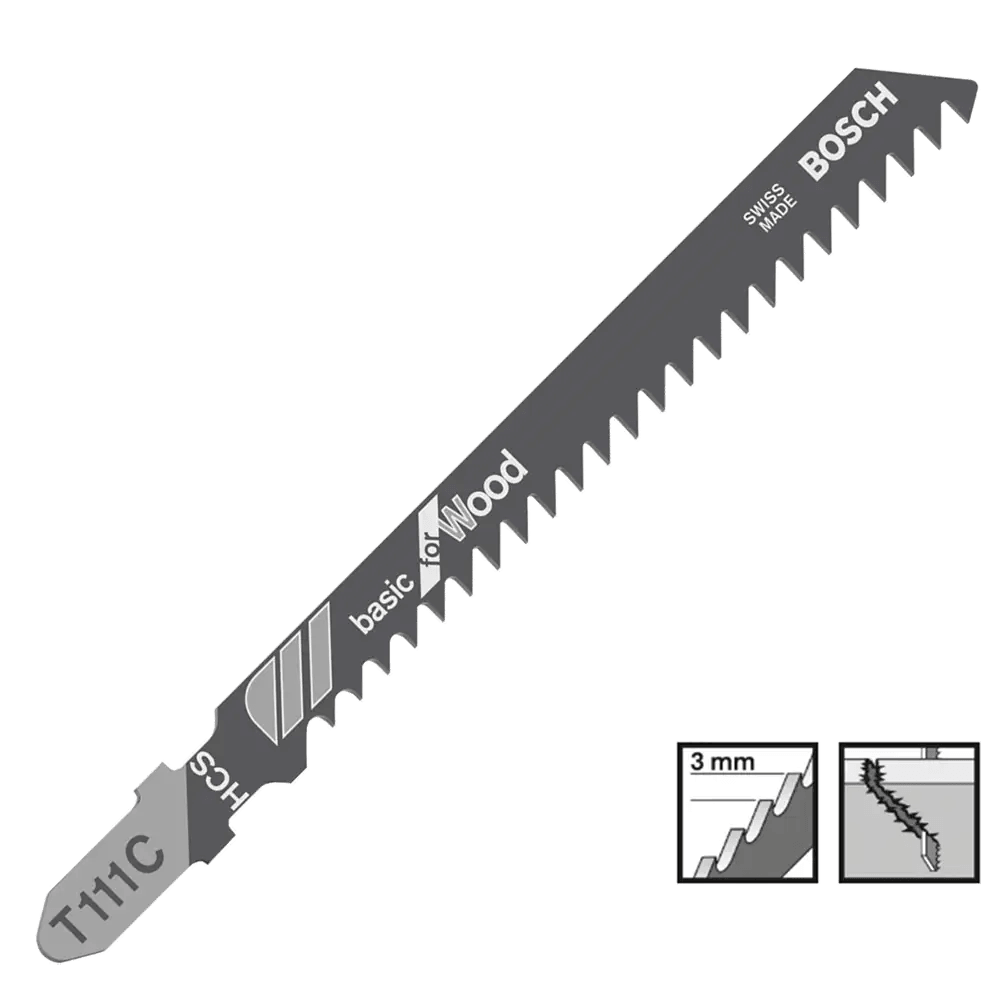 Bosch T111C Jigsaw Blades Basic For Wood x5 2608630033 - Builders Emporium