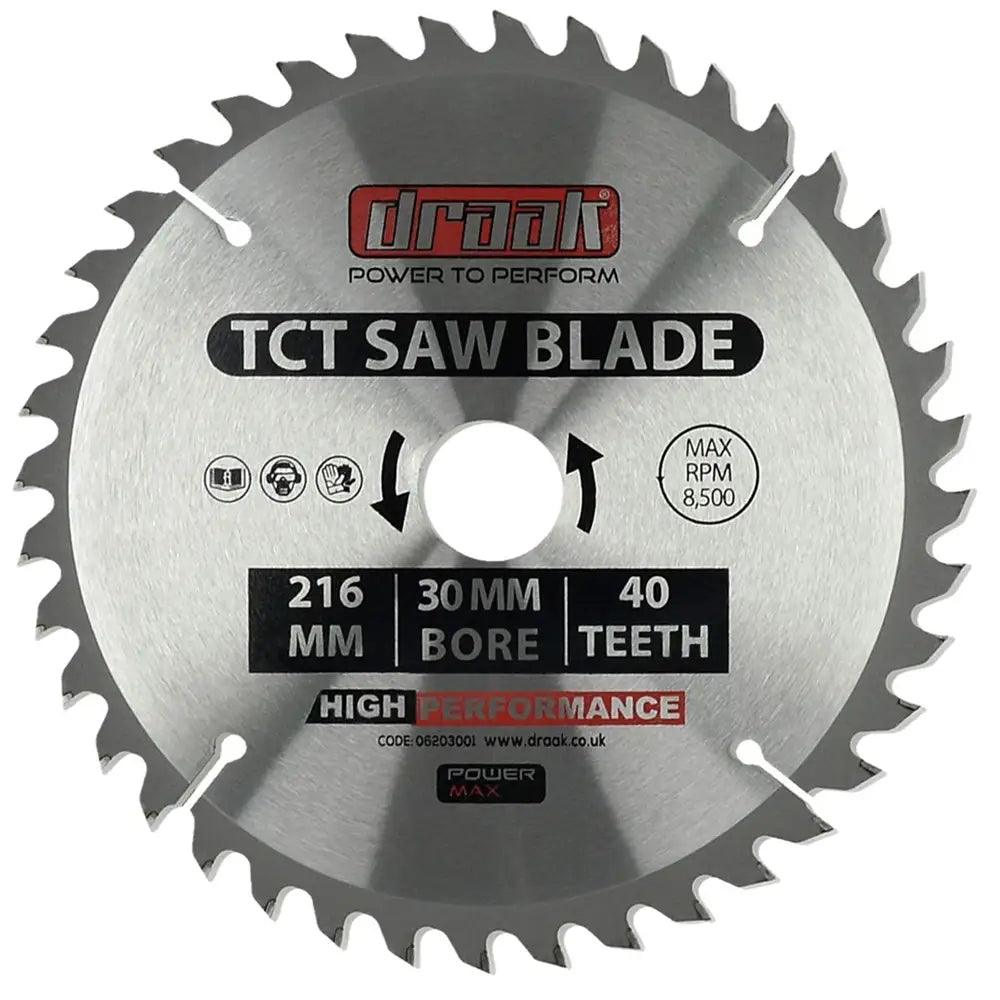 Draak TCT Circular Sawblade 216mm x 30mm x 40T - Builders Emporium
