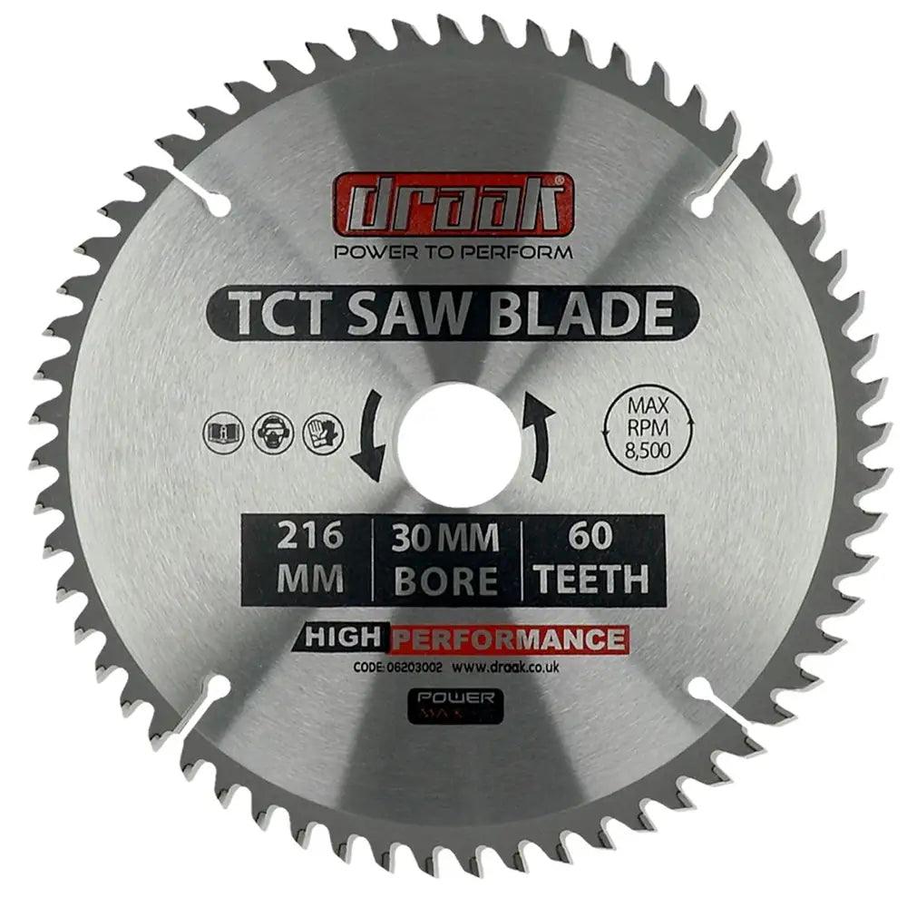 Draak TCT Circular Sawblade 216mm x 30mm x 60T - Builders Emporium