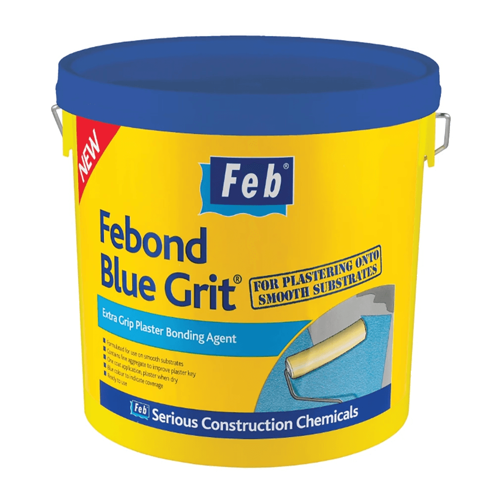 Febond Blue Grit Extra Grip Plaster Bonding Agent 10 Litre EVBFBBLUE10 - Builders Emporium