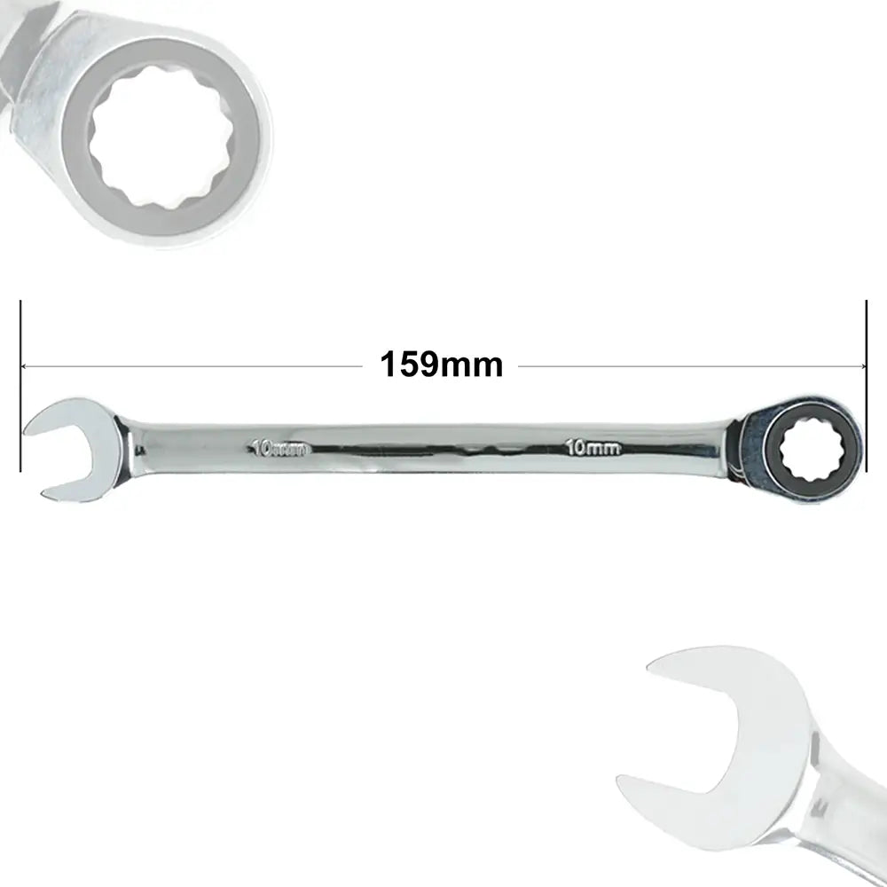 10mm Ratchet Spanner Steel Fixed Head Gear Open End & Ring Draak