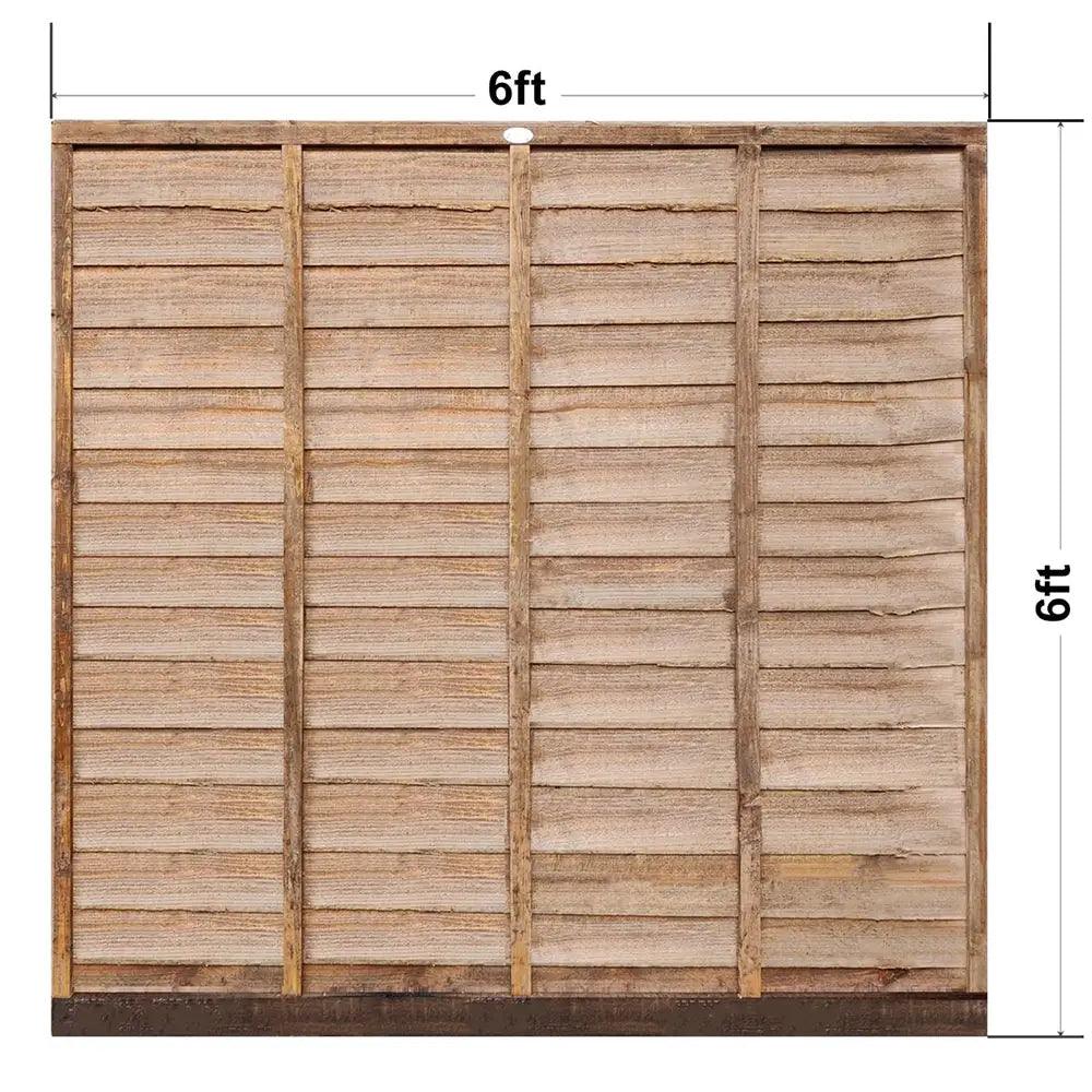 6' x 6' Wooden Brown Lap Fence Panel Treated - Builders Emporium