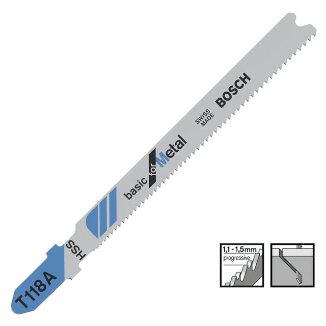 Bosch T118A Jigsaw Blades Basic For Metal x5 2608631013 - Builders Emporium
