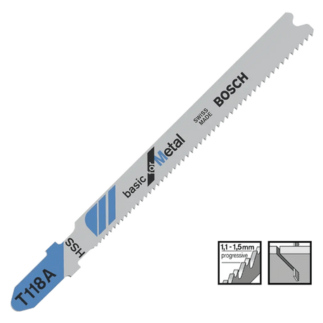 Bosch T118A Jigsaw Blades Basic For Metal x5 2608631013 - Builders Emporium