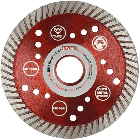 Draak 115mm Turbo Diamond Multi Purpose Cutting Disc 4.5 Inch - Builders Emporium