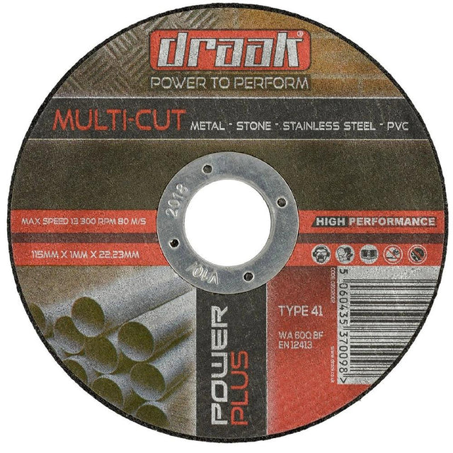 Draak 115mm x 1mm Ultra Thin Cutting Disc x10 - Builders Emporium