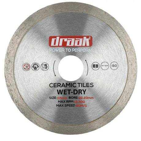 Draak 115mm x 22.23mm Ceramic Tile Cutting Disc - Builders Emporium
