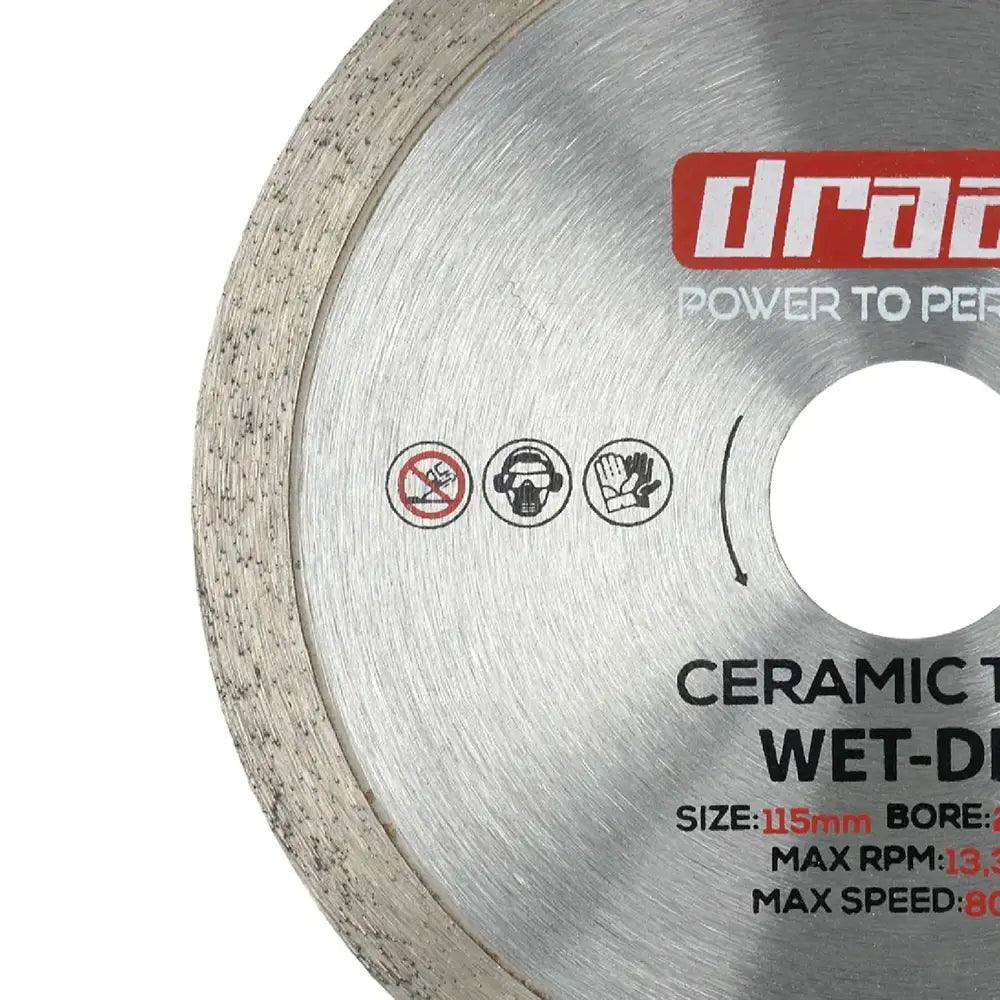 Draak 115mm x 22.23mm Ceramic Tile Cutting Disc - Builders Emporium