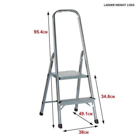 Draak 2 Tread Step Ladder Aluminium - Builders Emporium