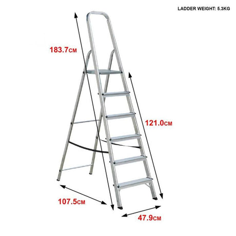 Draak 6 Tread Step Ladder Aluminium - Builders Emporium