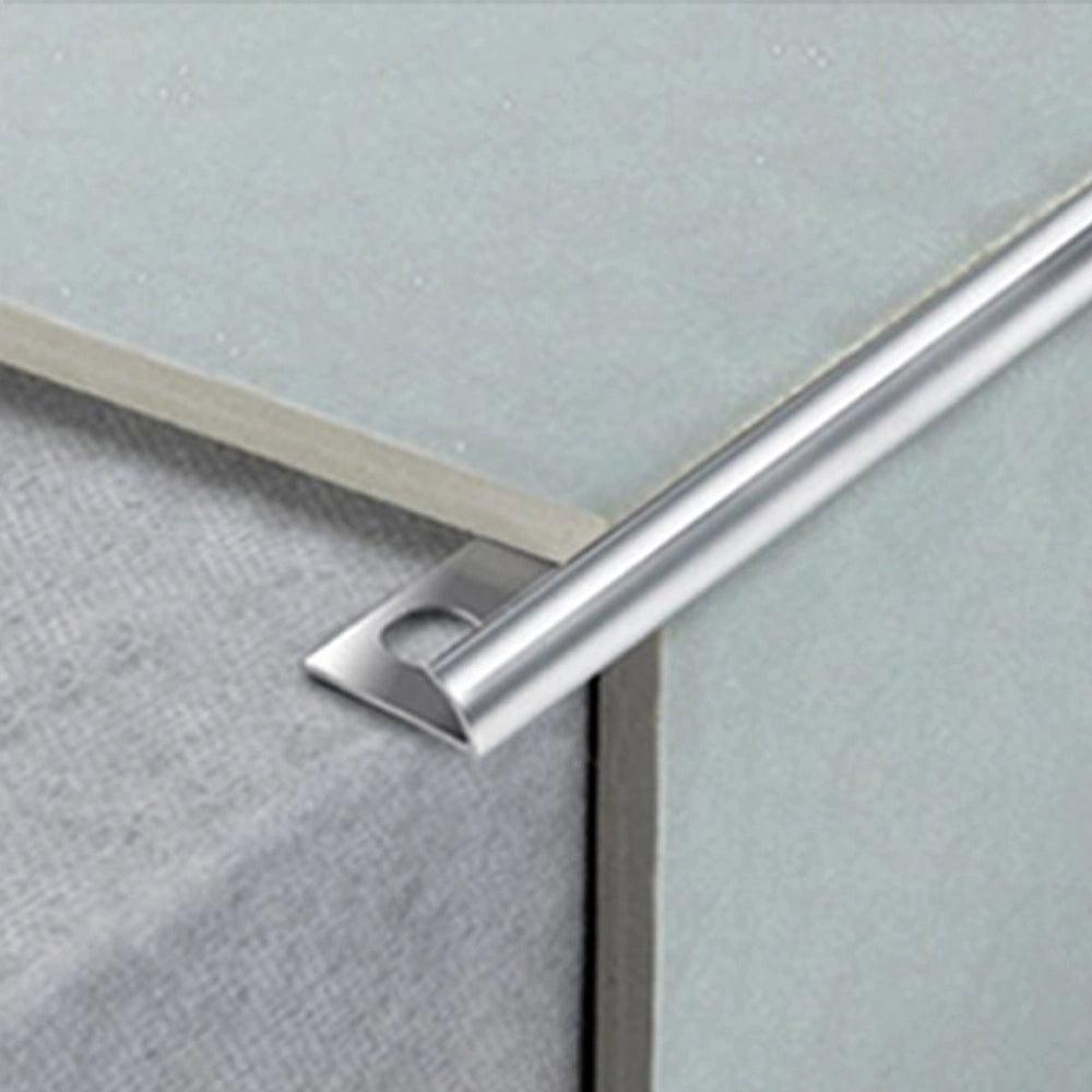 Draak 8mm Sliver Chrome Round Edge Tile Trim 2.44 Meter - Builders Emporium