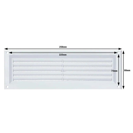 Draak 9x3 White PVC Louvre Ventilator 225mm x 75mm - Builders Emporium