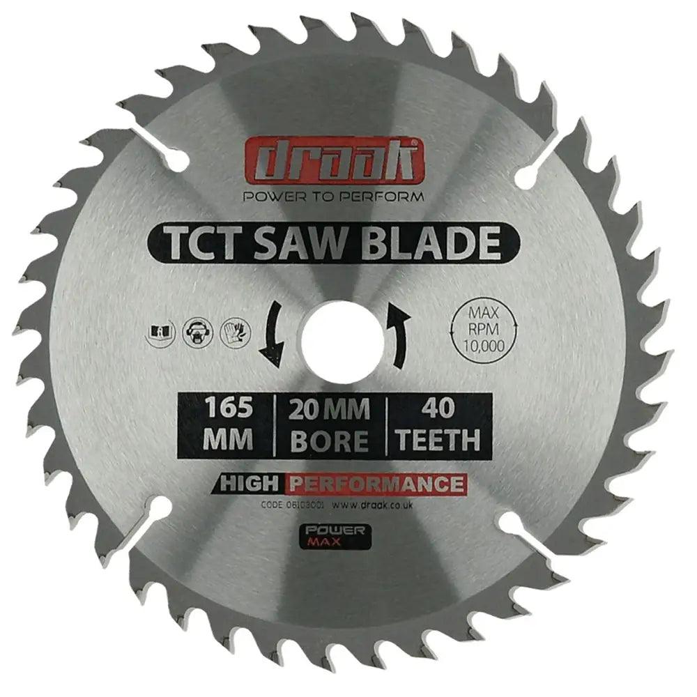 Draak TCT Circular Sawblade 165mm x 20mm x 40T - Builders Emporium