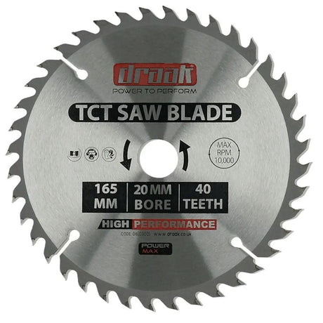 Draak TCT Circular Sawblade 165mm x 20mm x 40T - Builders Emporium