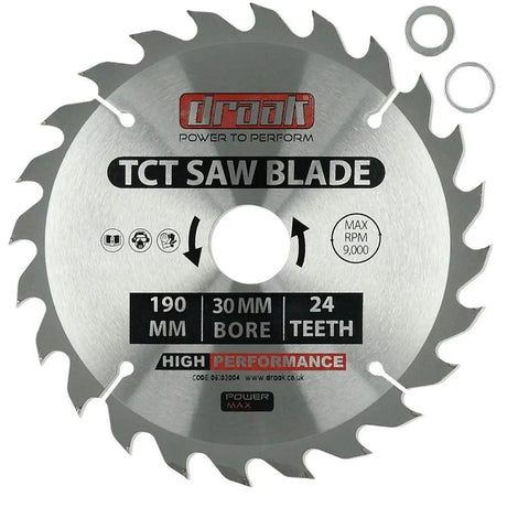 Draak TCT Circular Sawblade 190mm x 30mm x 24T - Builders Emporium