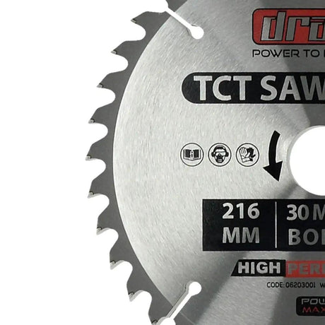 Draak TCT Circular Sawblade 216mm x 30mm x 40T - Builders Emporium