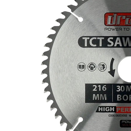 Draak TCT Circular Sawblade 216mm x 30mm x 60T - Builders Emporium