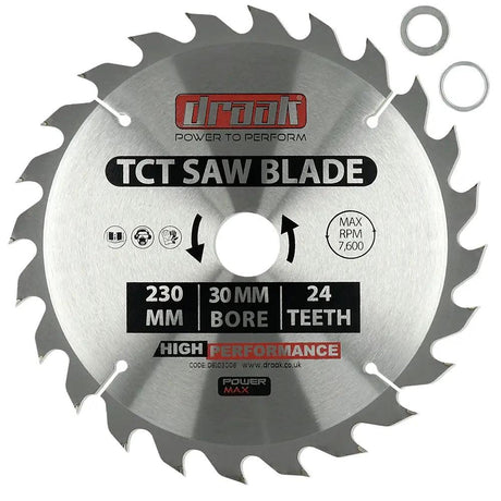 Draak TCT Circular Sawblade 230mm x 30mm x 24T - Builders Emporium