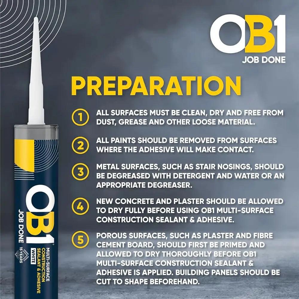 OB1 Multi-Surface 290ml Sealant & Adhesive - Black - Builders Emporium