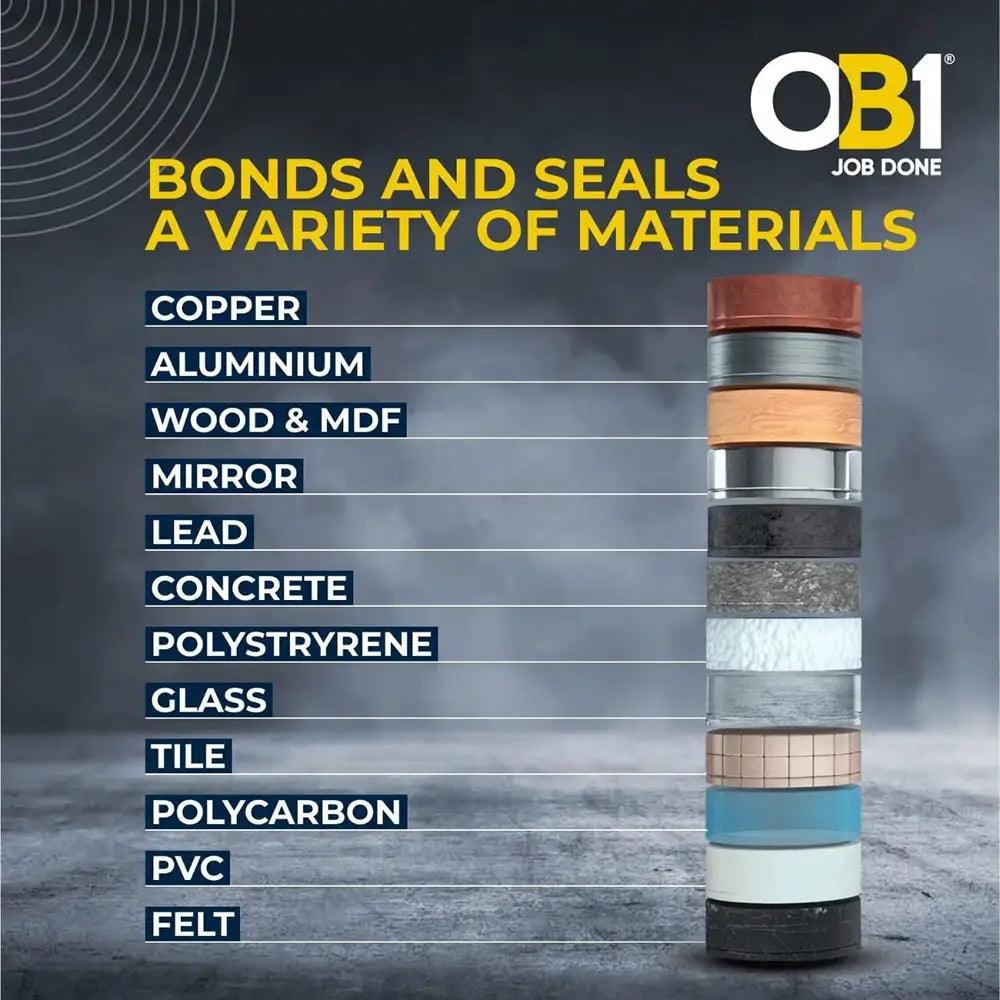 OB1 Multi-Surface 290ml Sealant & Adhesive - Grey - Builders Emporium