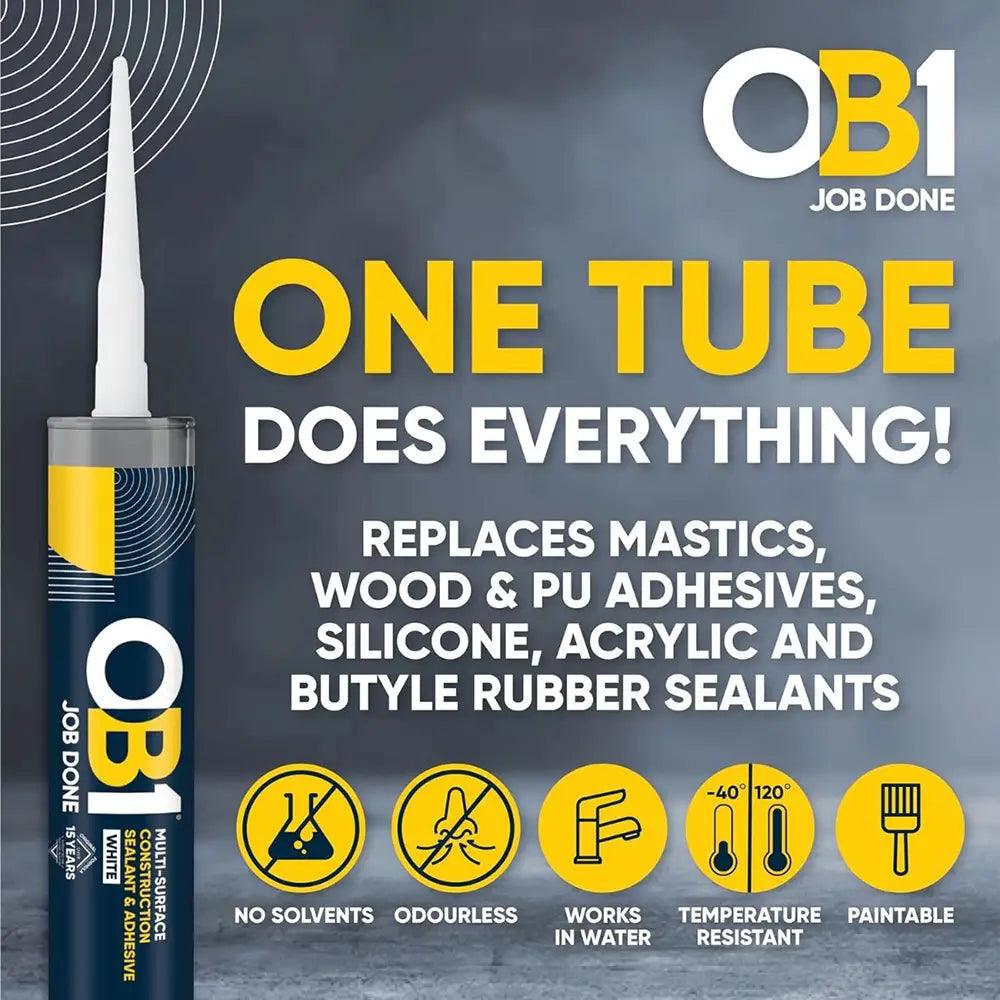 OB1 Multi-Surface 290ml Sealant & Adhesive - White - Builders Emporium